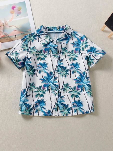

toddler girls coconut tree print shirt she, White;black