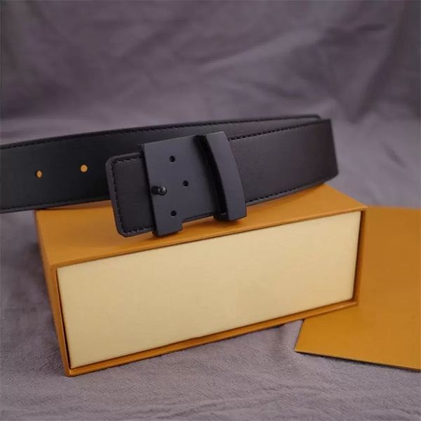 

2022 fashion big buckle genuine leather belt with box designer men women mens belts waistbands 105cm-125cm length, Black;brown