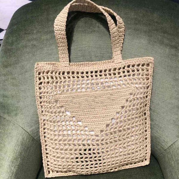 Borsa tote Borsa a mano intrecciata in paglia di rafia Borsa a spalla all'uncinetto Lettera di moda Borse da spiaggia di grande capacità Borse da donna Frizione a mano