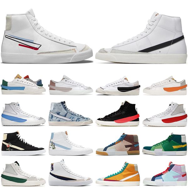 

men women casual shoes blazer mid 77 vintage low sneakers white black lucid green university blue habanero red cool grey mismatch mens train