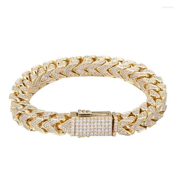 Gliederkette HIP Hop Micro Paved Zirkonia Bling Iced Out Cube Armband für Männer Rapper Schmuck Geschenk Gold Silber Farbe Trum22