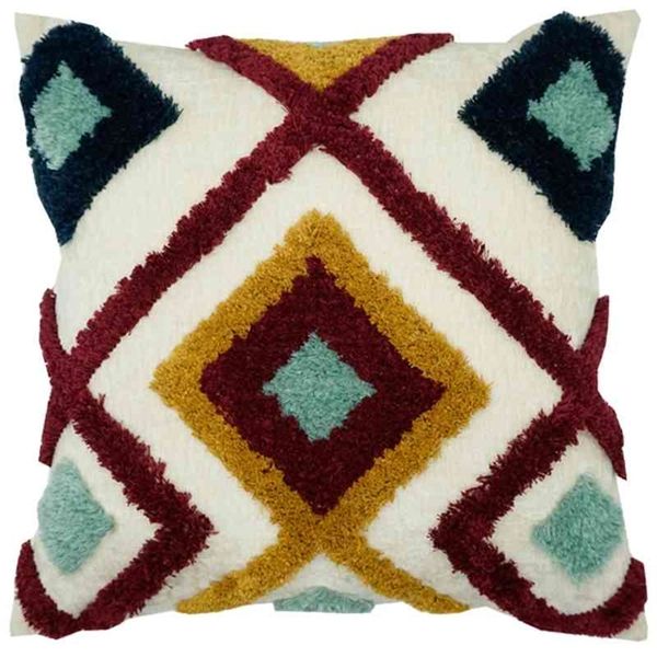 Velvet Boho Tufted Decorative Pillow Capas para sofá de sofá -sofá bordado travesseiro marroquino Decoração de barreira 18x18 polegadas 210401