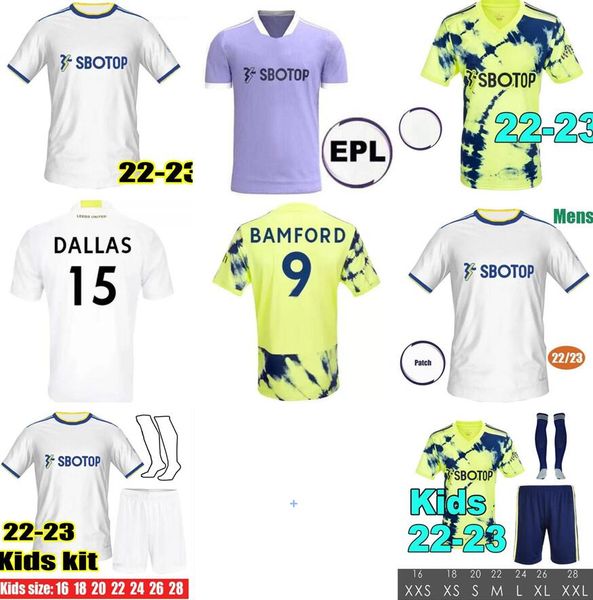 

22 23 soccer jersey 2022 2023 t roberts hernandez united harrison james bamford raphinha phillips rodrigo football shirt men kids kits leeds, Black;yellow