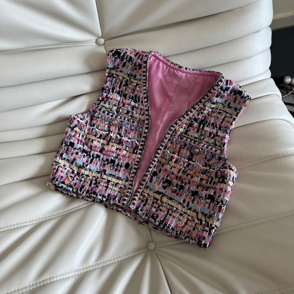 

22 european luxury designers design new webbing women's jackets weave ribbon fabric classic v-neck double pocket vest, Black;brown