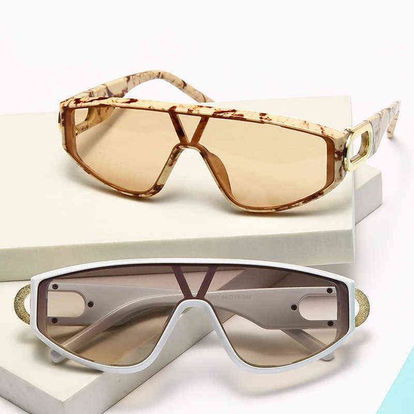 

2022 new fashion shield sunglasses men women goggle gradients lens frame vintage designer luxury metal decorate uv400, White;black