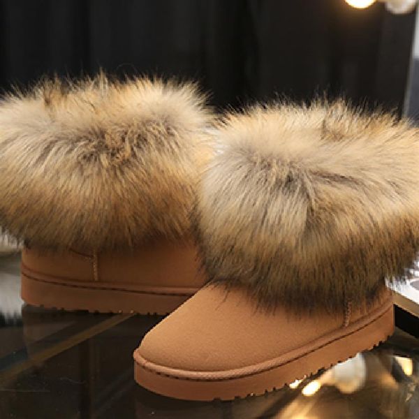 

winter warm women fur snow shoes flats ankle snow boots women fashion black round toe casual slip on ladies boots 201124261i