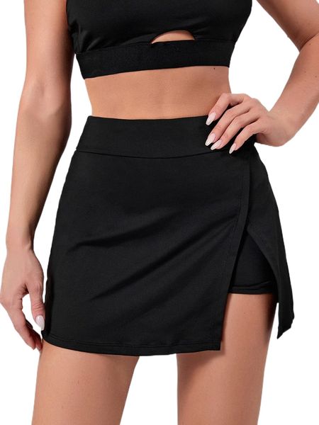 

2 in 1 split pocket sports skort q4ko#, Gray