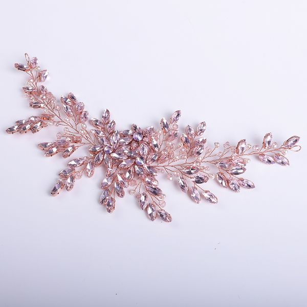 

luxury pink all rhinestones bridal headband women party headpieces for bride wedding hair accessories ornaments 220805, Slivery;golden