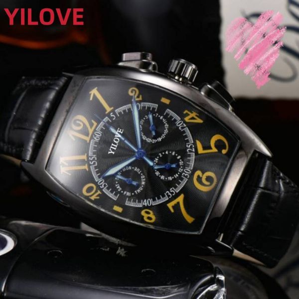 Marca de moda mais vendida, homens assistem 43mm de couro preto genuíno relógio de alta qualidade designer mecânica automática presentes à prova d'água