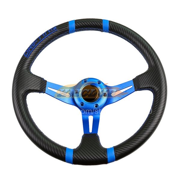 Auto universale da 14 pollici 350MM Race Nero Blu Volanti in pelle PVC Racing Volanti Deep Corn Drifting Sport Auto di alta qualità Modificati