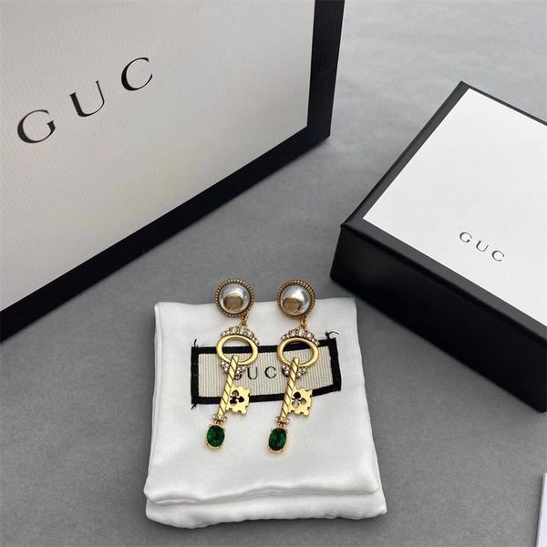 

84% off factory storegujia new personalized key shape inlaid diamond female pearl earrings, Golden