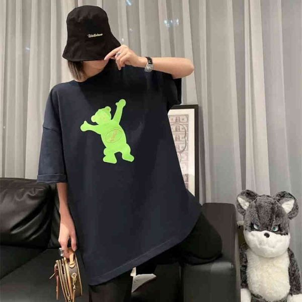 

brand designer men's and women's t-shirt we11done bear short sleeve men's weldone women's loose campus couple fashion, White;black