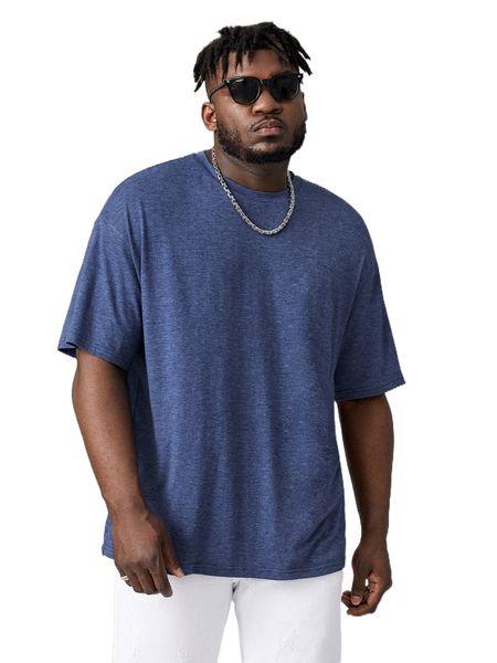 

extended sizes men drop shoulder solid tee 4201#, White;black