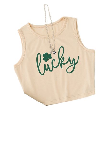 

clover & letter graphic tank w1nc#, White