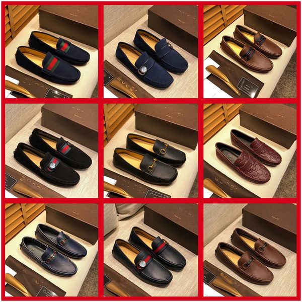 

designer luxury retro loafers fashion men's casual shoes breathable driving flats leisure men shoes classics slip on male loafer, Black