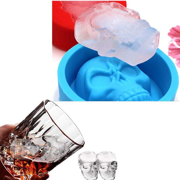 Ferramentas de sublimação Skull Silicone Ice Cube Cuba Bandeja de Chocolate Bandeja de Moldes de Moldes Diy Coquetário de Coquetel de Cocktail por atacado