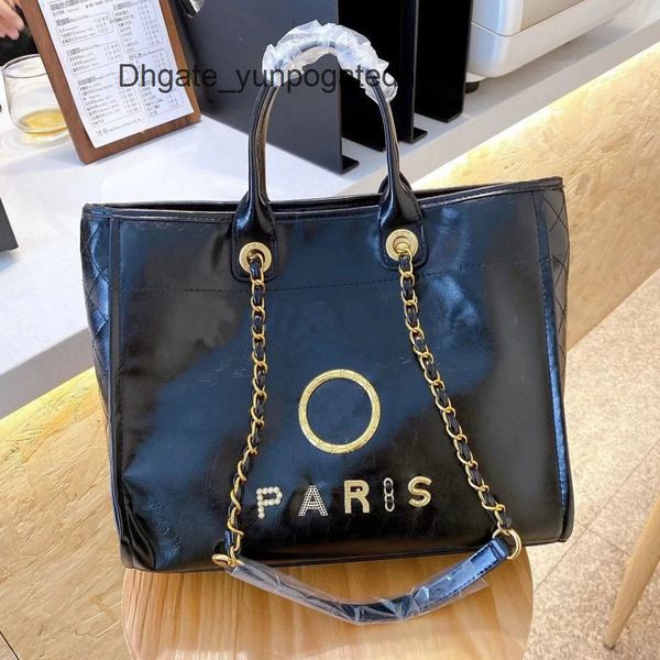 

classic women's luxury handbags beach bags designers ch metal letter badge tote evening bag small mini body leather handbag large femal