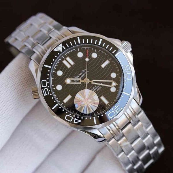 

designer men omegas watches seamaster mechanical wristewatch 876j omeg 007 same series black ceramics stainless steel bracelet, Slivery;golden