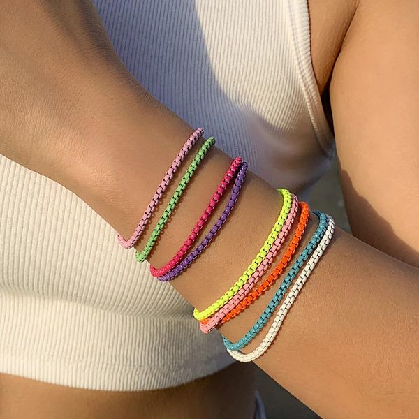 

colorful matte dripping oil strand wristband bracelets for women boho y2k, Black