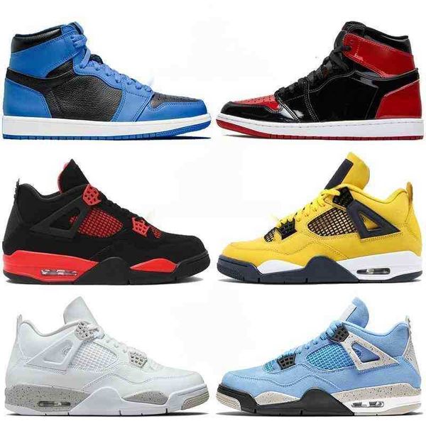 

discount jordns 2022 jumpman 1 1s mens basketball shoes 4 4s university blue patent bred red thunder brotherhood black cat white oreo