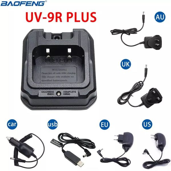 Originale Baofeng UV-9R Plus EU/US/UK/AU/USB/caricabatteria da auto per Baofeng Walkie Talkie impermeabile BF9700/9R/9RPLUS/A58 Radio