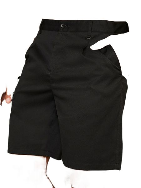 

men solid plicated detail shorts 65sk#, White;black