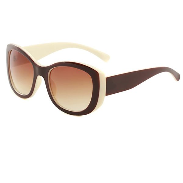 Sommer-Strand-Damen-Sonnenbrille, goldener C-Buchstabe auf der Linse, Designer-Brillen, runder, modischer Sonnenbrillenrahmen, Katzenaugen-Brille, Brauntöne, Damen-Sonnenbrille