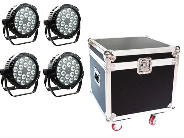 4X IP65 wasserdichtes LED-Paarlicht mit Flightcase 18X18W LED-Paarlichter RGBWA UV 6in1 Bühnen-DJ-Ausrüstung Disco-Lichter