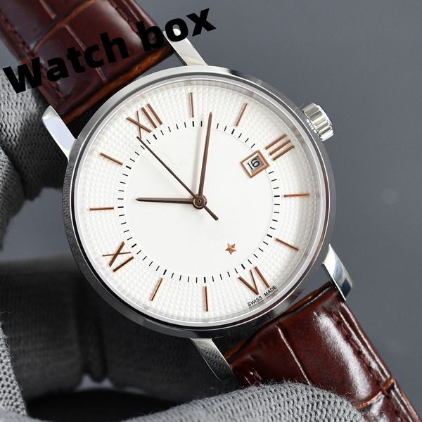 

all dials working automatic date men movement watches luxury fashion mens full steel band quartz movement clock gold silver leisure wrist wa, Slivery;brown