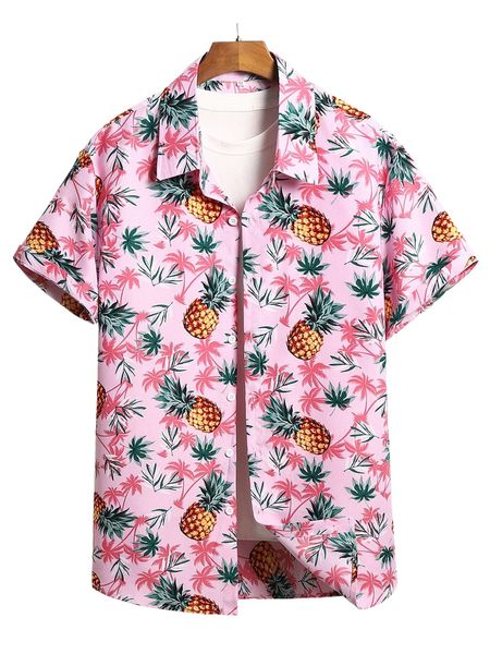 

men random pineapple & tropical print shirt without tee z7td#, White;black