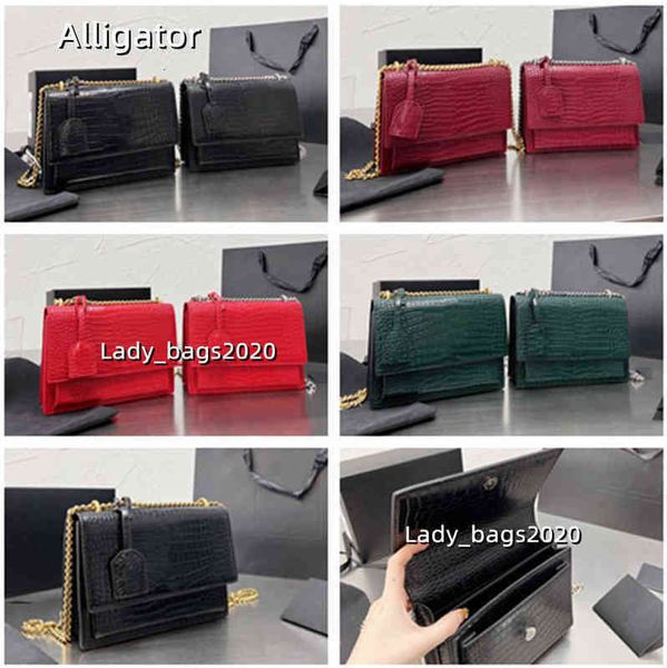 

7a+women alligator designer handbags shoulder crossbody bag sunset luxury handbag purse mini cross body totes leather crocodile messenger fl