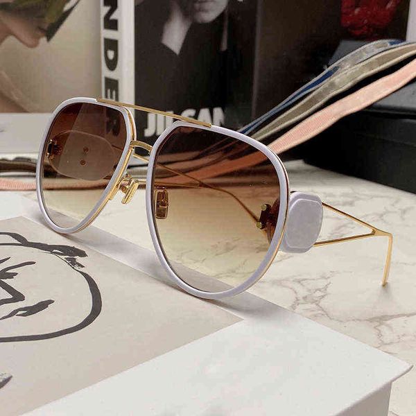 

fashion 2022 luxury brand sunglasses vintage oval double-beam men's women's uv protection sun glasses driving eyewear, White;black