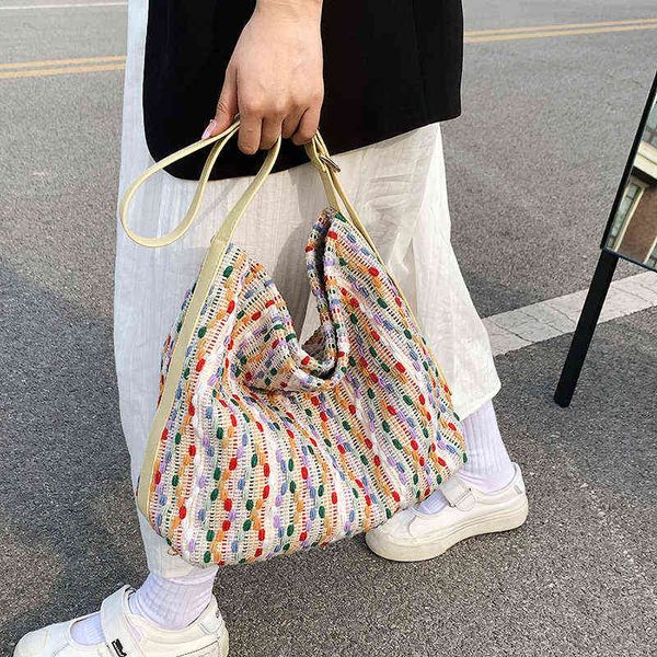 

evening bags luxury brand design women weave bucket shoulder fashion handbags and purses casual fabric crossbody bag 2022 summer 220428