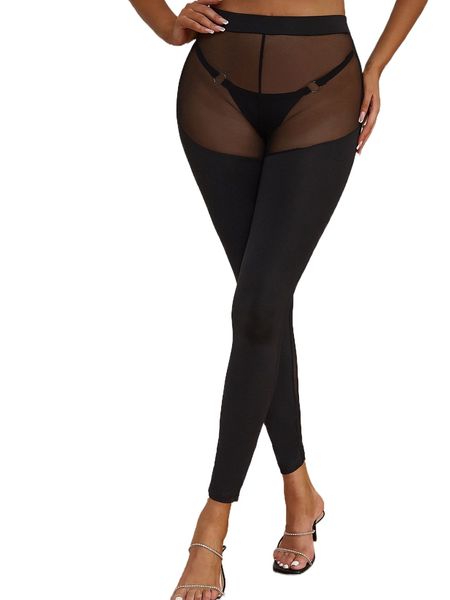 

mesh panel leggings without panty h0lb#, White;black