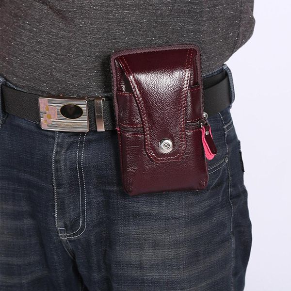 

vintage pu leather waist bag belt loop holster carry phone pouch wallet for men