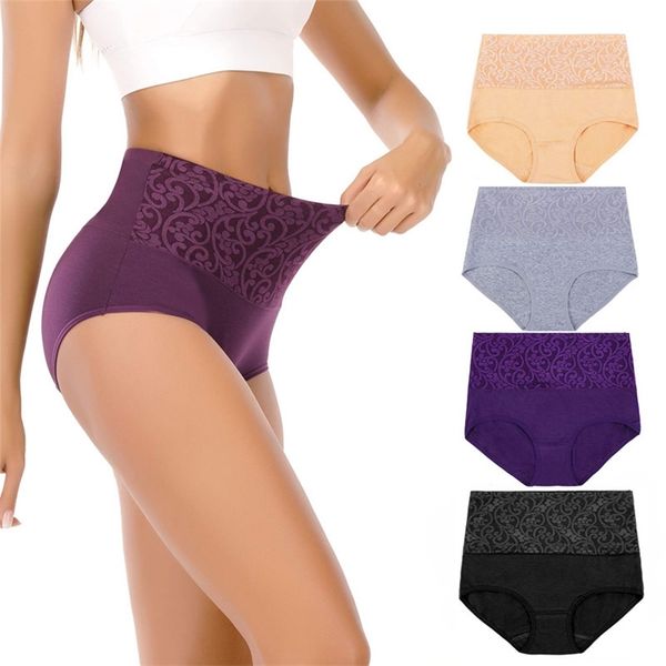 Baumwolle Unterwäsche Frauen Hohe Taille Dessous Für Damen Slips Bauch Steuer Höschen C-Abschnitt Erholung XXXXL Plus Größe Unterhosen 220512