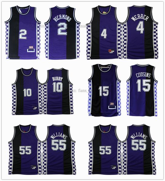 

retro mitchell ness jersey basketball 4 chris bibby 10 mike webber 55 jason 16 peja williams stojakovic 15 demarcus 2 mitch cousins richmond, Black;red