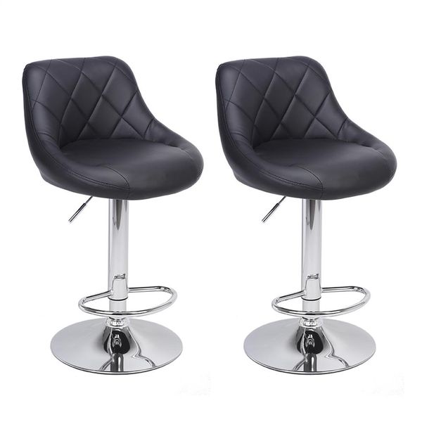 

waco modern bar stools high tools type, 2pcs adjustable chair disk rhombus backrest design dining counter pub chairs, black2456
