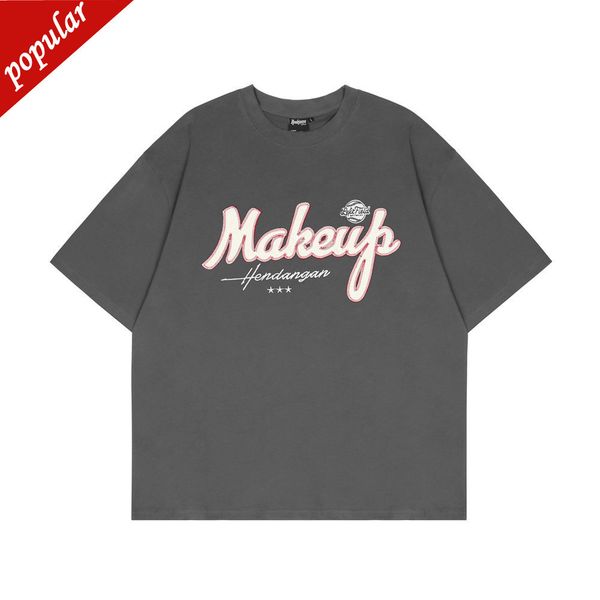 

factory direct sales fashion trend short sleeves patch embroidered letters t-shirt men's simple style brand round half summer, White;black
