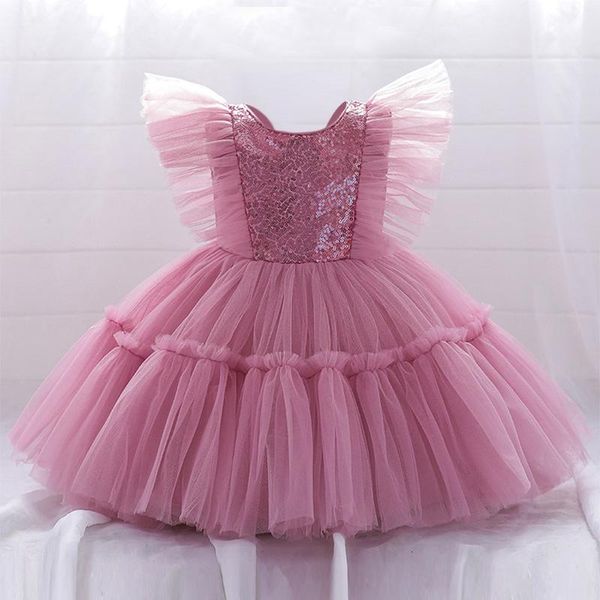 Vestidos de menina verão roupas de bebê de lantejoulas de lantejoulas da princesa criança de 1º aniversário para a festa de festa de tutu de 0 a 5 anos de christinggg