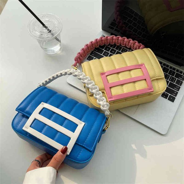 

popular small bag women's 2022 summer new line messenger bag texture handbag