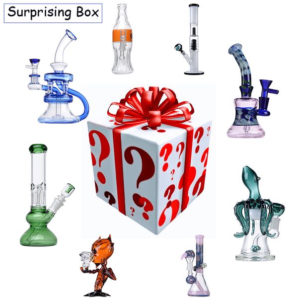 Mystery Box, überraschendes Geschenk, Blined Box, verschiedene Stile, Wasserpfeifen, Bangers, Raucherzubehör, Perc-Perkolator-Rohre, Bohrinsel, Dab-Rigs, Wasserglas-Bong, beste Qualität