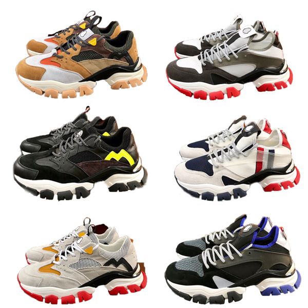 

mens designer shoes vintage platform sneaker calfskin leather trainers comfort casual running shoes brand luxury shoes no32, Black