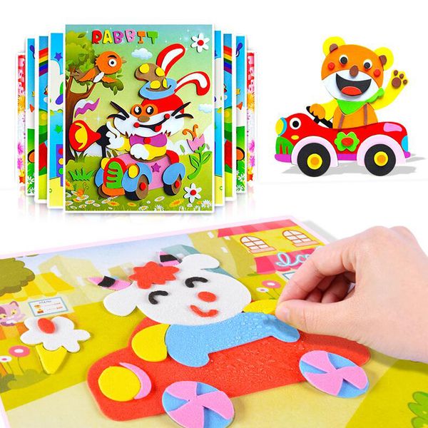 50 Pz Commercio All'ingrosso 3D Schiuma EVA Sticker Gioco di Puzzle FAI DA TE Cartone Animato Animale Apprendimento Giocattoli Educativi Per Bambini Bambini Multi-modelli Mix di Stili