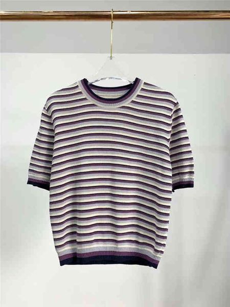 

women's knits tees ic xiaohe summer stripe loose short sleeve sweater top, White