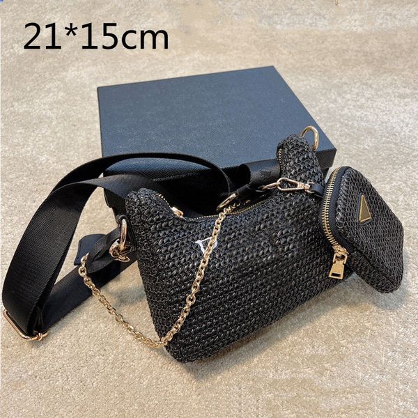 

woman re-edition 2005 straw chain bags designer bags luxury handbag hobo lady nylon crossbody bag fashion 2-piece purse mini pouch top