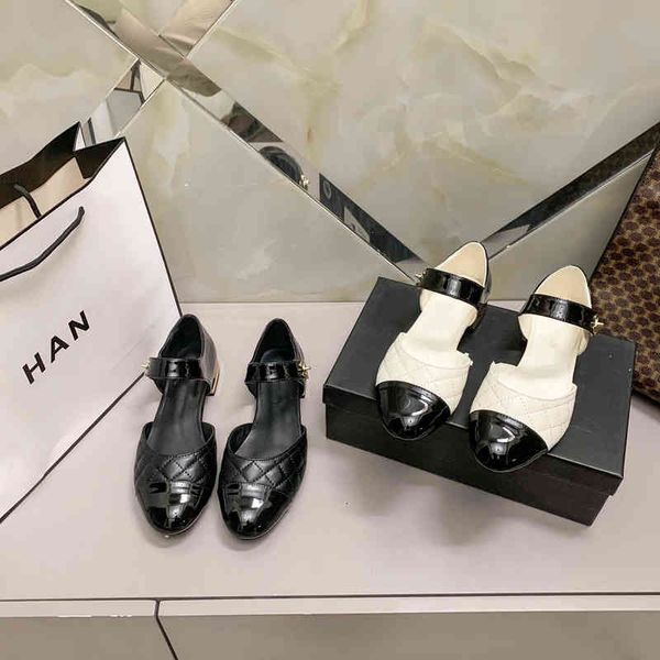 

sandals xiaoxiangjia mary jane women's shoes in early spring lingge flat bottom color matching snap sole hhtf, Black