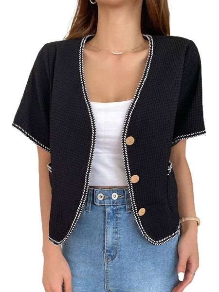 

dazy contrast binding patched pocket blouse l2qk#, White