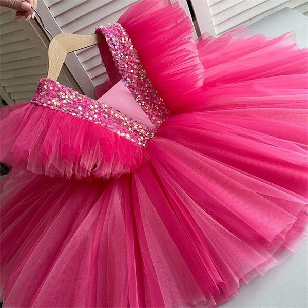 

wedding birthday dresses for girls 38 years elegant party sequins tutu christening gown kids children formal pageant clothes 220618, Red;yellow
