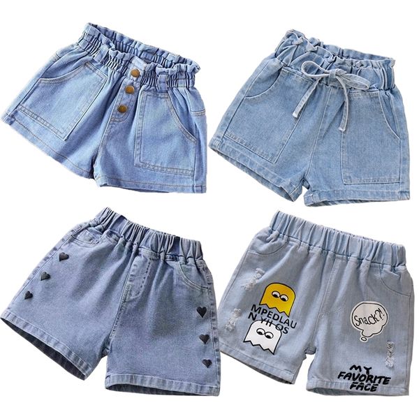 Summer Girls Jeans Shorts Crianças Roupas Bebê menina Cotton Cartoon Rabbit Urso Denim Curto da criança coreana Calças casuais 220707